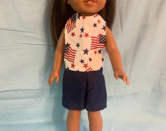 Wellie Wisher patriotic shorts outfit