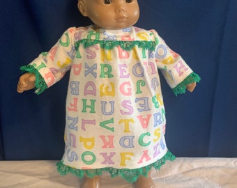 Bitty Baby nightgown with alphabet print