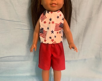 Wellie Wisher patriotic shorts outfit