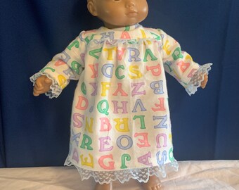 Bitty Baby nightgown with Alphabet print