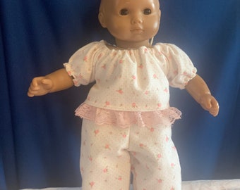 Bitty Baby short sleeve PJ’s with pink Rose’s and lace trim