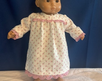 Bitty Baby nightgown with dark pink rosebuds