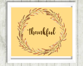 Thankful PRINTABLE / 8x10 / Impresión digital / Descarga instantánea