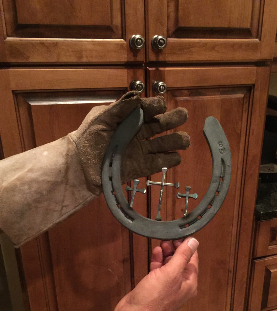 Draft Sized Horseshoe Art with Trinity Crosses Etsy