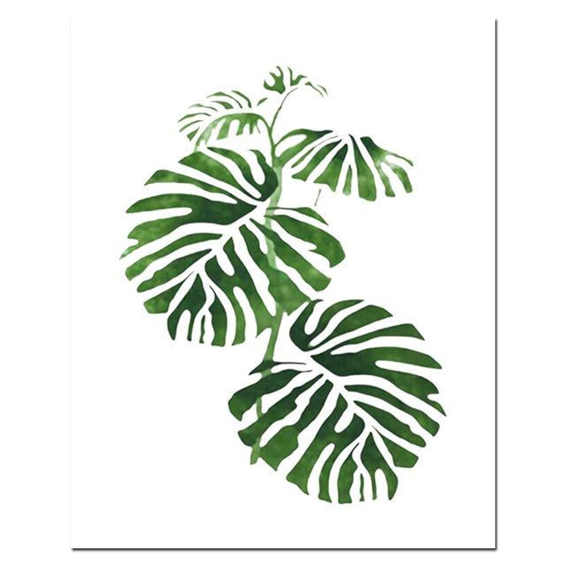 3 Piece Tropical Palm Leaf Wall Art Print Set Botanical Art Leaves Print Set, Tropical Green