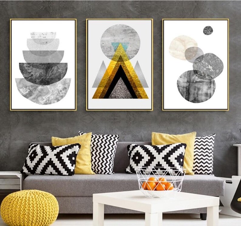 Geometric Wall Art Set Art Canvas Contemporary Art Canvas Wall Art