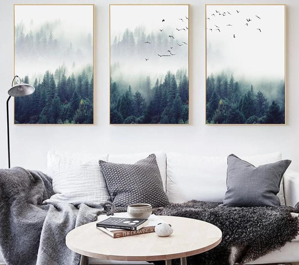 Foggy forest wall art Forrest Landscape Wall Art forest wall Etsy