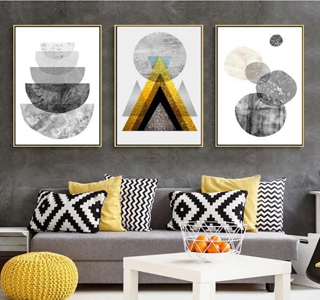Geometric Wall Art Set Art Canvas Contemporary Art Canvas Wall Art