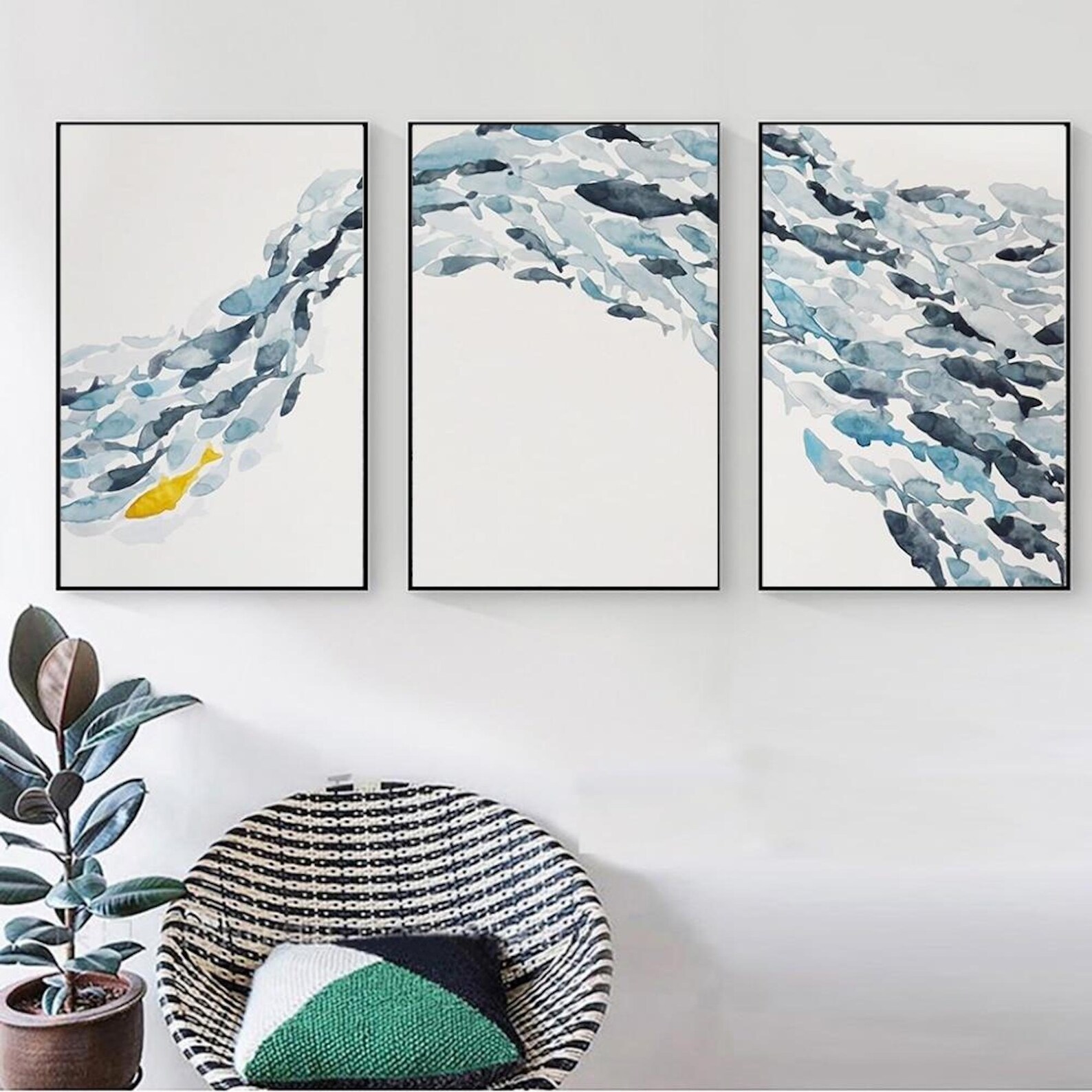 Fish Prints Wall Art Nordic Simple Abstract Fish Group Contemporary Art
