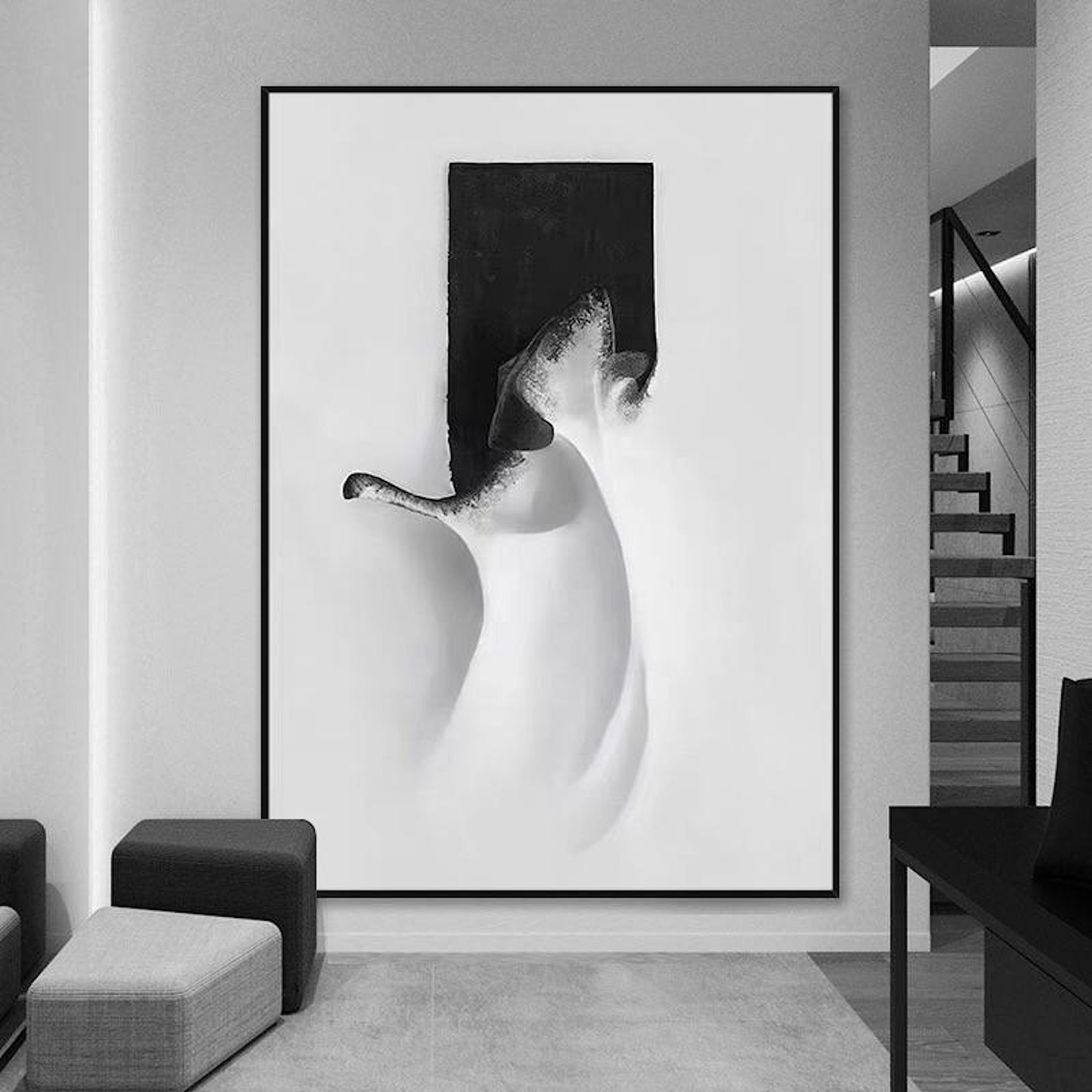 Black and White Handmade Canvas Oil Painting Oversized Wall Etsy