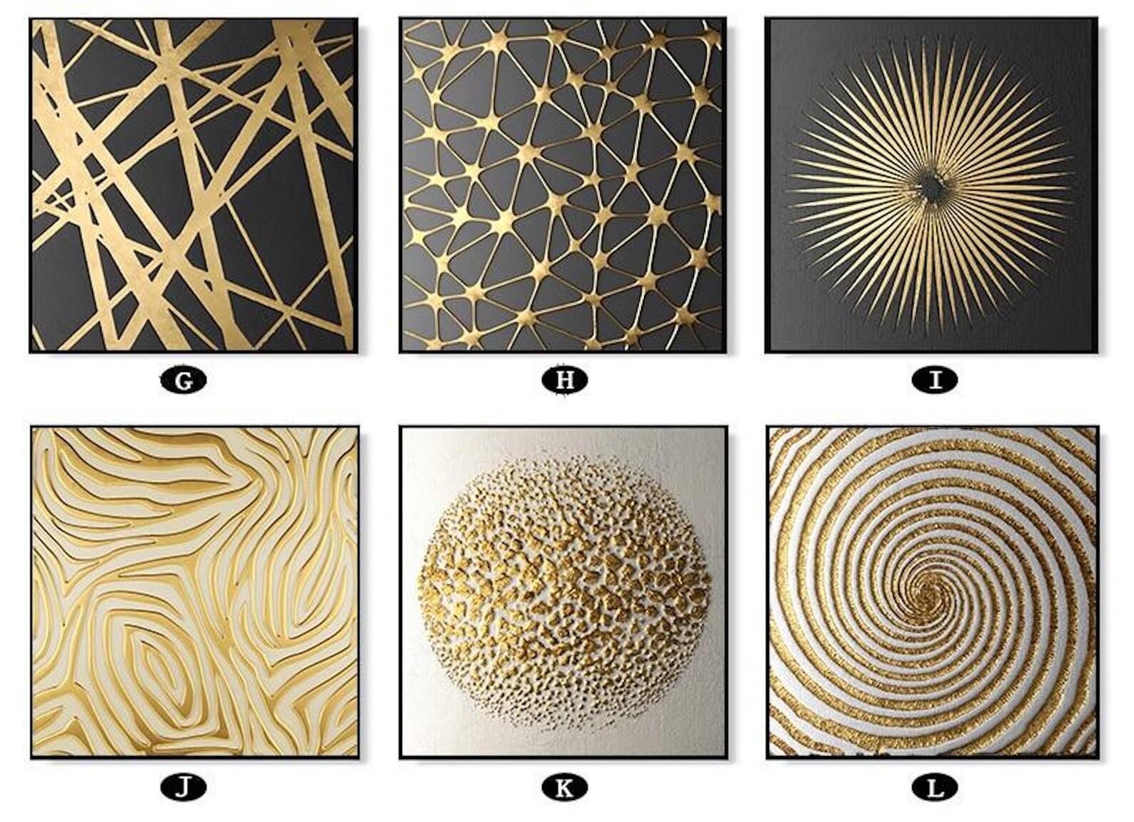 Abstract Gold and Black Retro Geometry Prints Canvas Wall Art Etsy