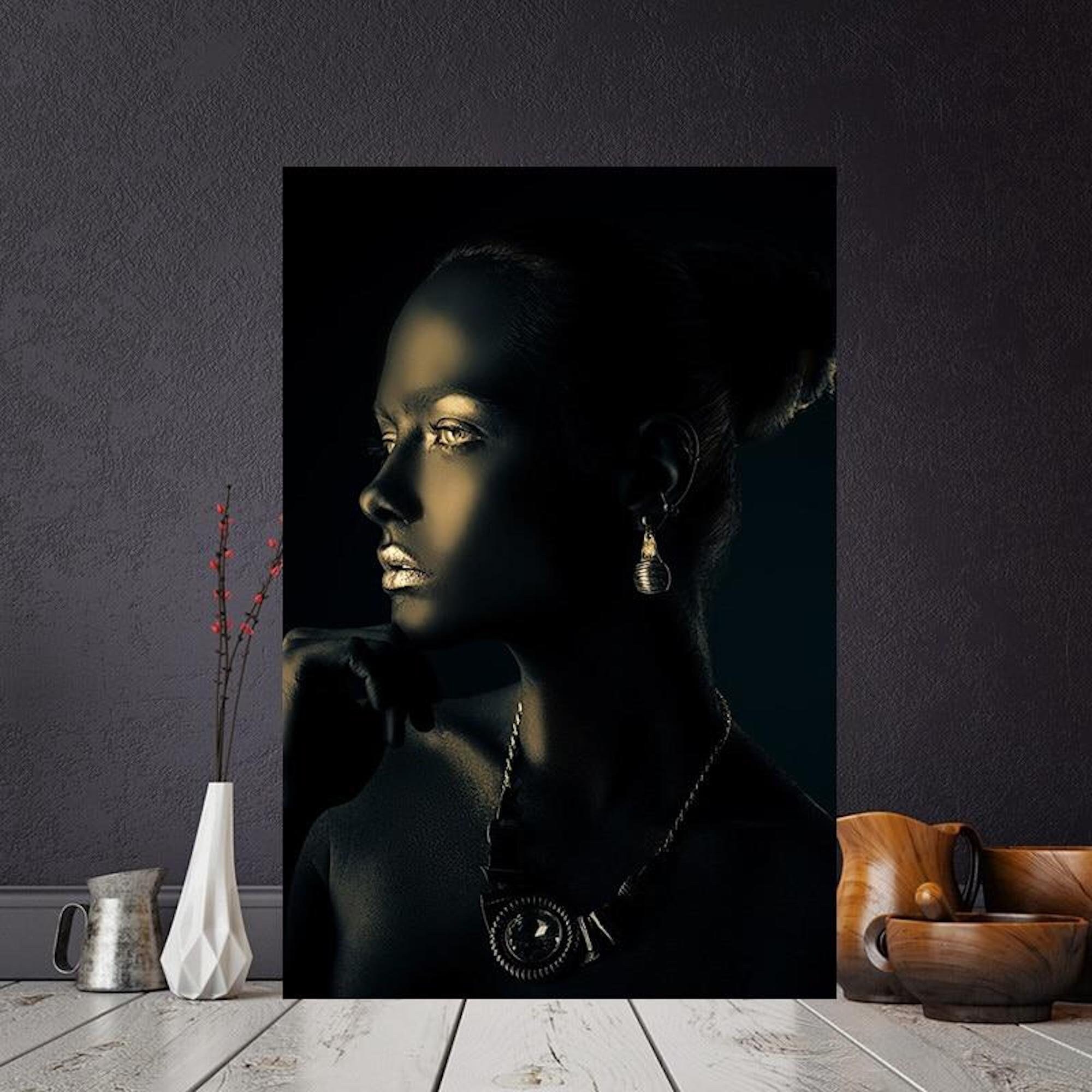 Printable Wall Art Gold and Black African Woman Wall Arts Gold | Etsy