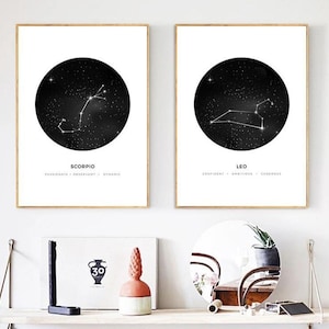 Konstellation und Astrologie Karte Wand Kunst Tierkreis Kunst Druck Astrologie Kunst SternKonstellation Konstellation Kunst Astrologie Kunst Horoskop Kunst