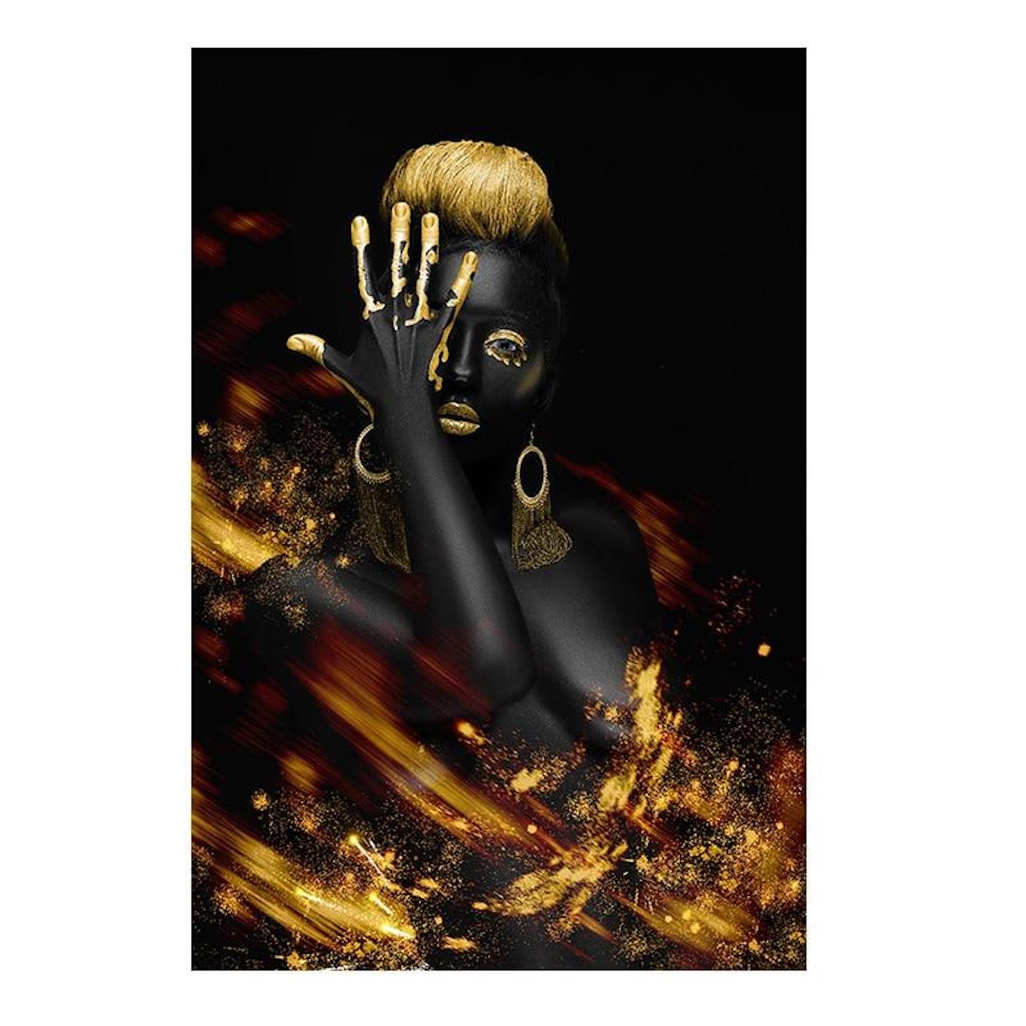 Black and Gold woman Painting on Canvas Canvas Wall Art Black Etsy