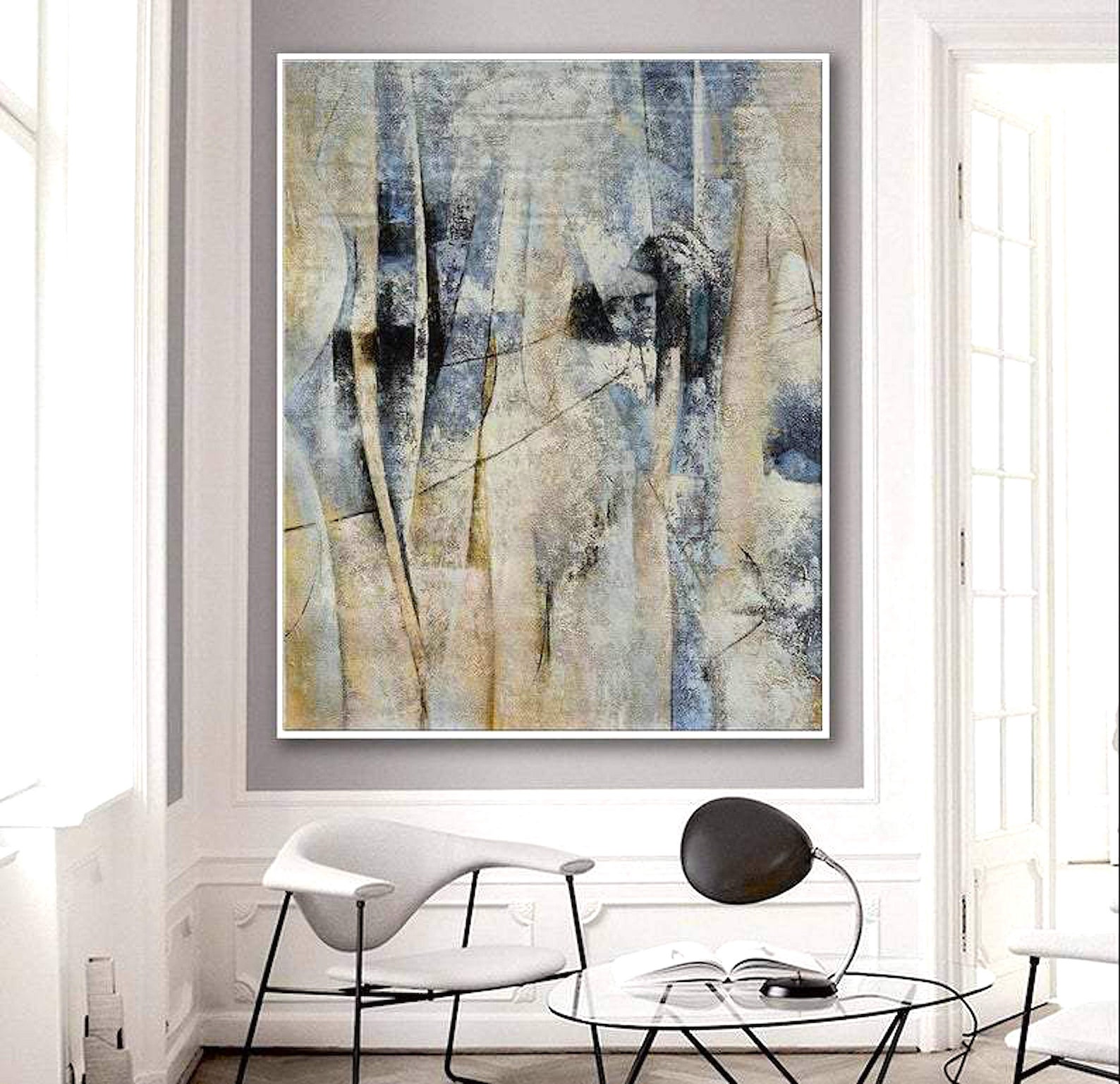 Extra Large Wall Art-original Abstract Painting Blue Grey - Etsy