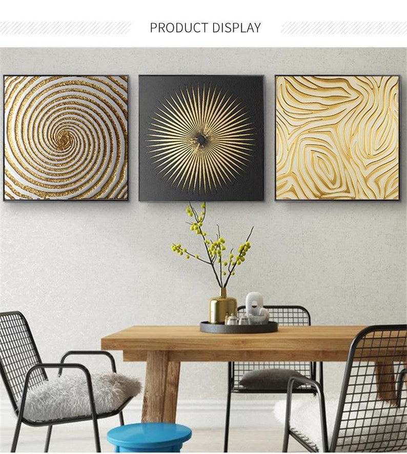 Abstract Gold and Black Retro Geometry Prints Canvas Wall Art Etsy