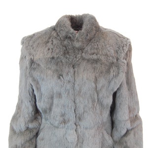 Women&#39;s charcoal gray rabbit fur coat | 90&#39;s vintage fur coat| Gray fur coat| Short coat | Large