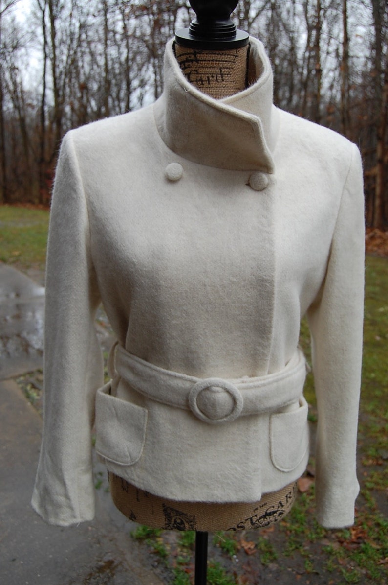 Original White Check Wool Short Coat