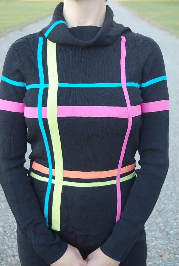 80s does 60's mod pullover | Twiggy color block s… - image 2