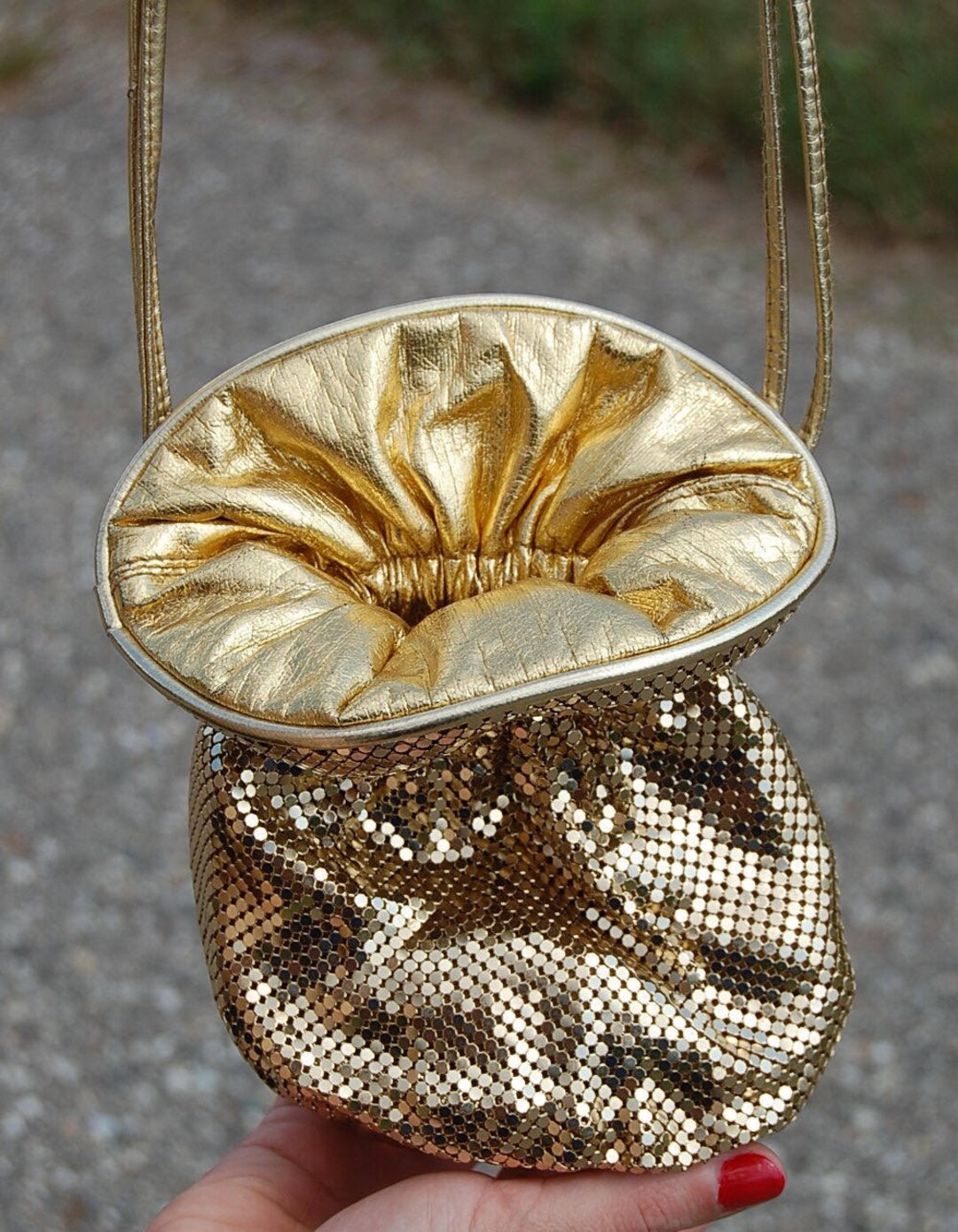 Gold Metal Hand Bag Mesh Beggar Purse by Whiting and Davis Etsy Canada