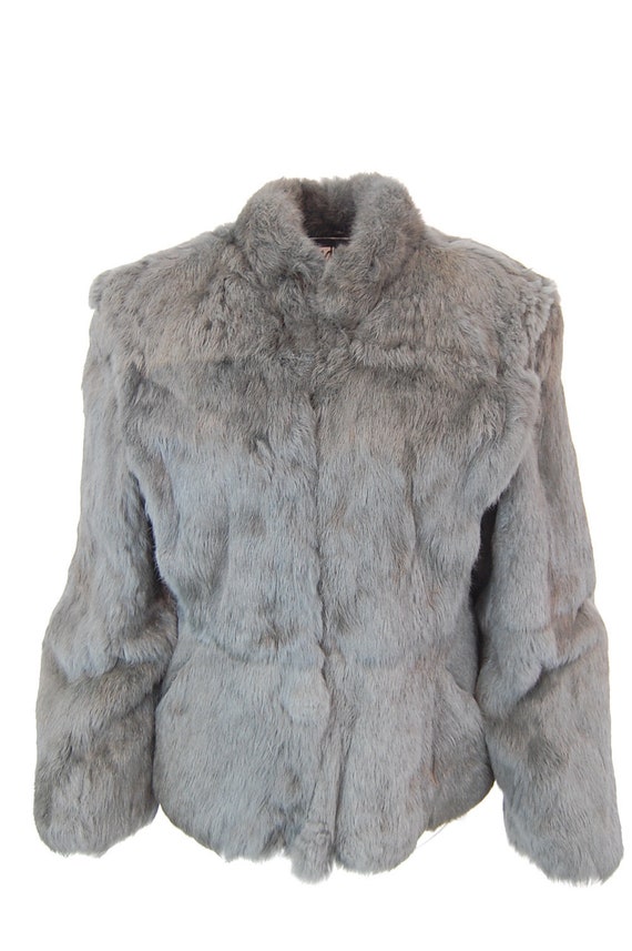 grey fur short jacket