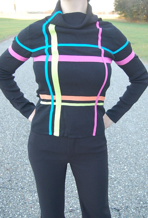80s does 60's mod pullover | Twiggy color block s… - image 1