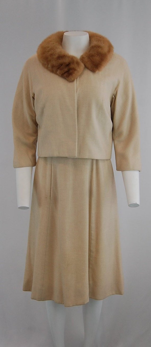 50's | 60's two piece matching suit| Beige blonde