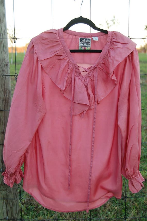 Poet blouse with long sleeves | 100% silk Pink blo
