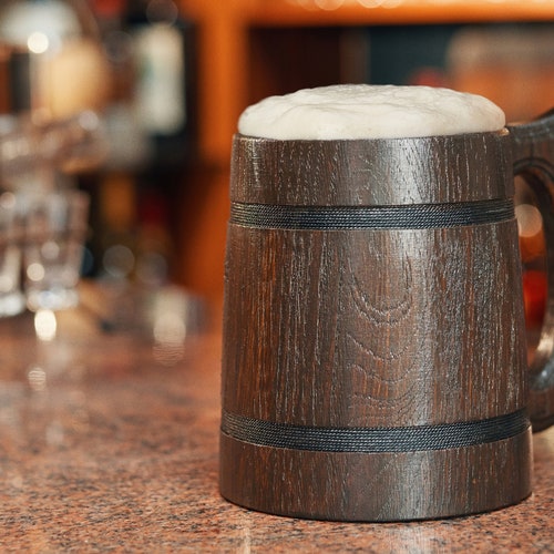 25th wedding anniversary gift wooden beer mug Norse decor