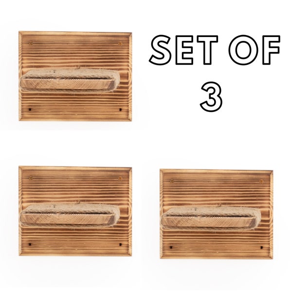 Set Of 3 Wall Mounted Cat Steps - Durable Wood Cat Stepper Shelf With Traction Ropes - Wooden Cat Furniture
