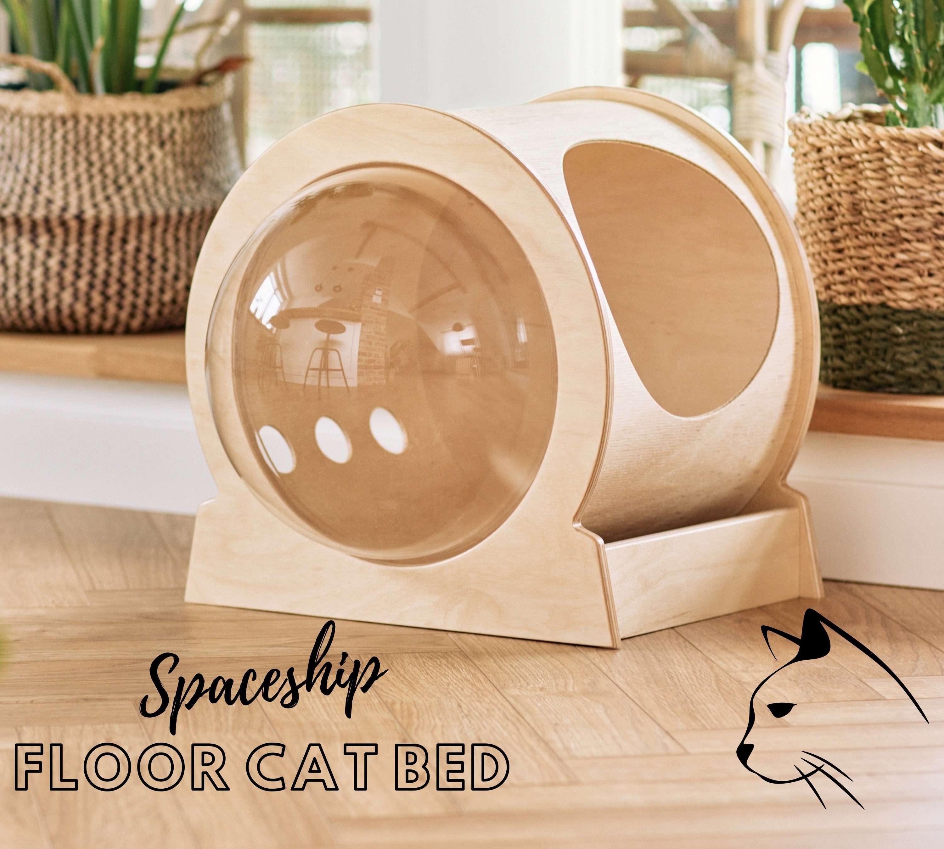 Cat Bed Space Capsule Modern Floor Cat Hideout Cave Nest Etsy