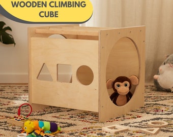 Wooden Climbing Cube Transformer Climbing Gym For Toddlers Montessori Climbing Activity Cube Toddler Gift Climbing Cube Compatible With Ramp