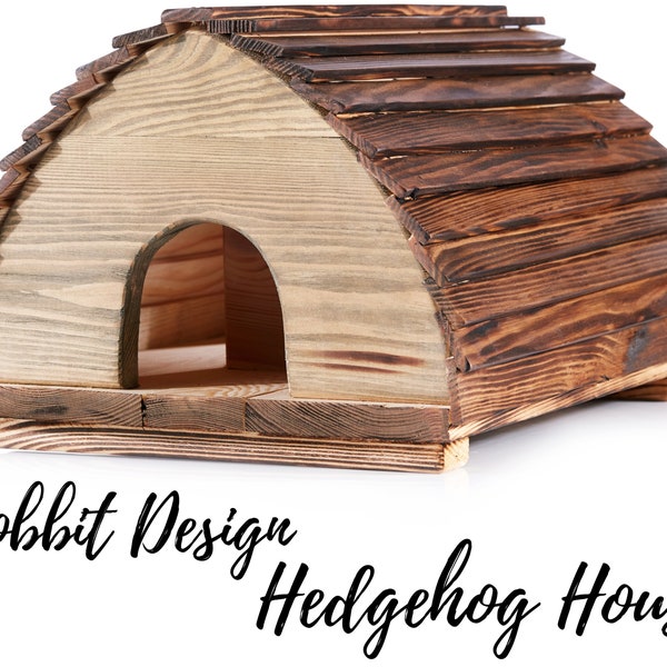 Igelhaus aus Holz - Charmantes Hobbit Design - Massivholzkonstruktion - Igel Futterstation - Winterschlaf Unterschlupf Für Garten