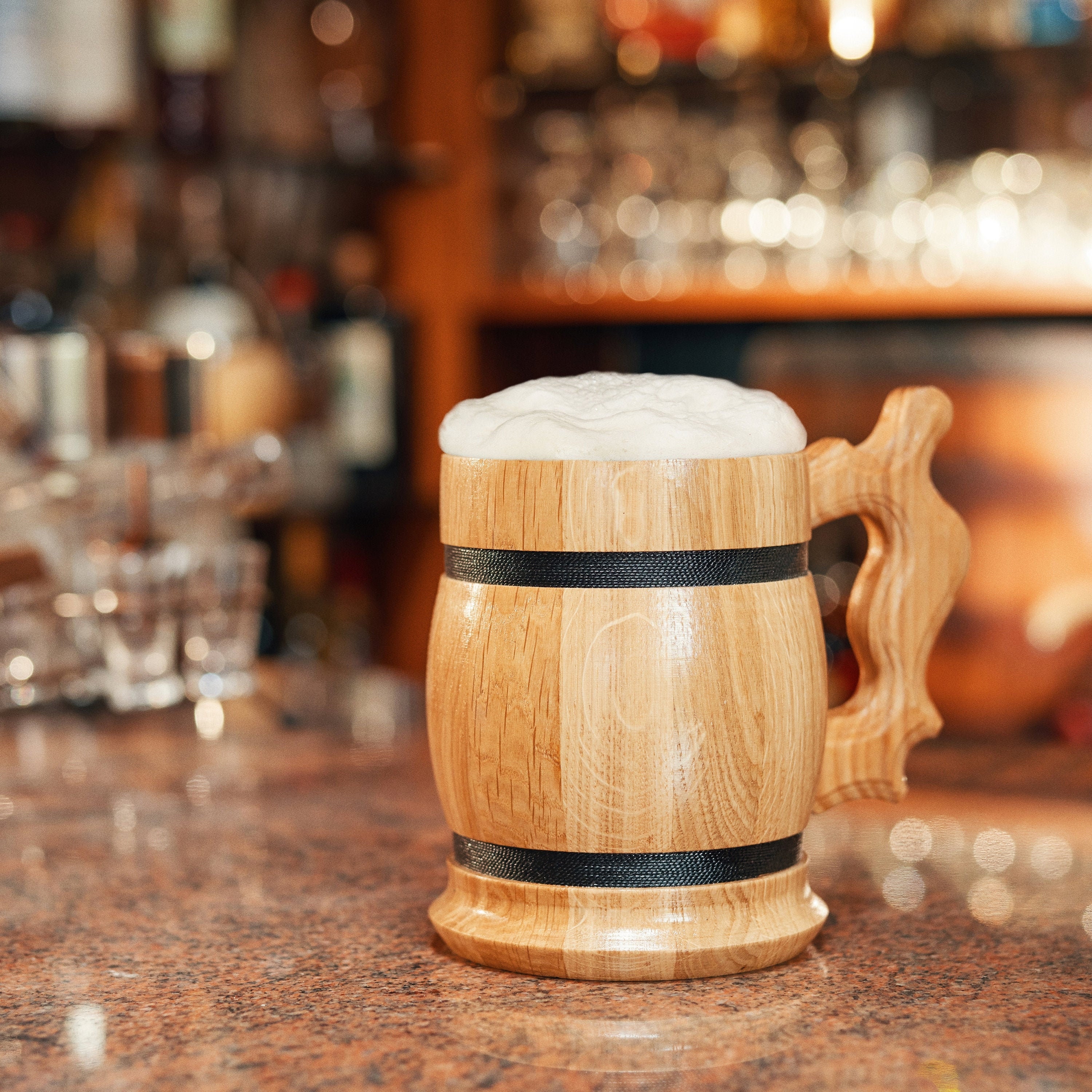 18 oz Large Wooden Beer Mug Best Wood Drinking Cup Wooden Tankard Beer  Glass Stein Tea Cup Barrel Mu…See more 18 oz Large Wooden Beer Mug Best  Wood