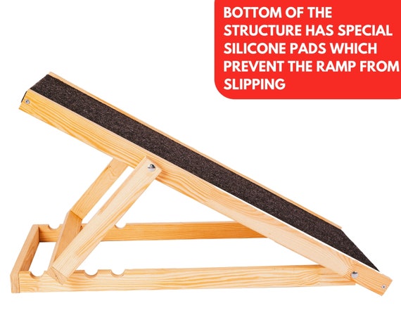 Finnhomy Rampa ajustable para perros, rampa de seguridad plegable de madera  para perros, para cama, automóviles, altura ajustable de 13 a 24.8