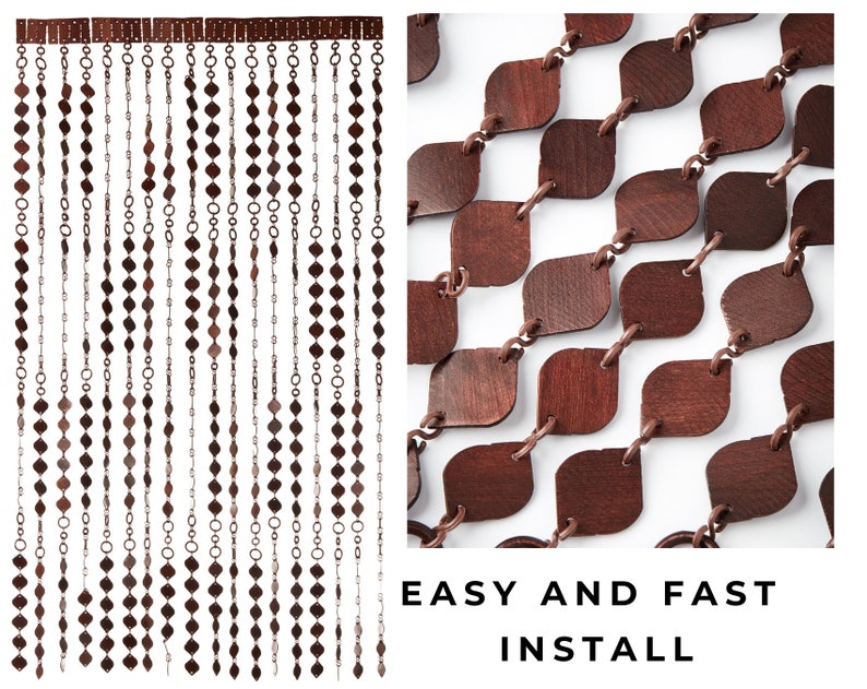 Door Curtain Screen From Wooden Beads. Hanging Handmade Beaded Etsy