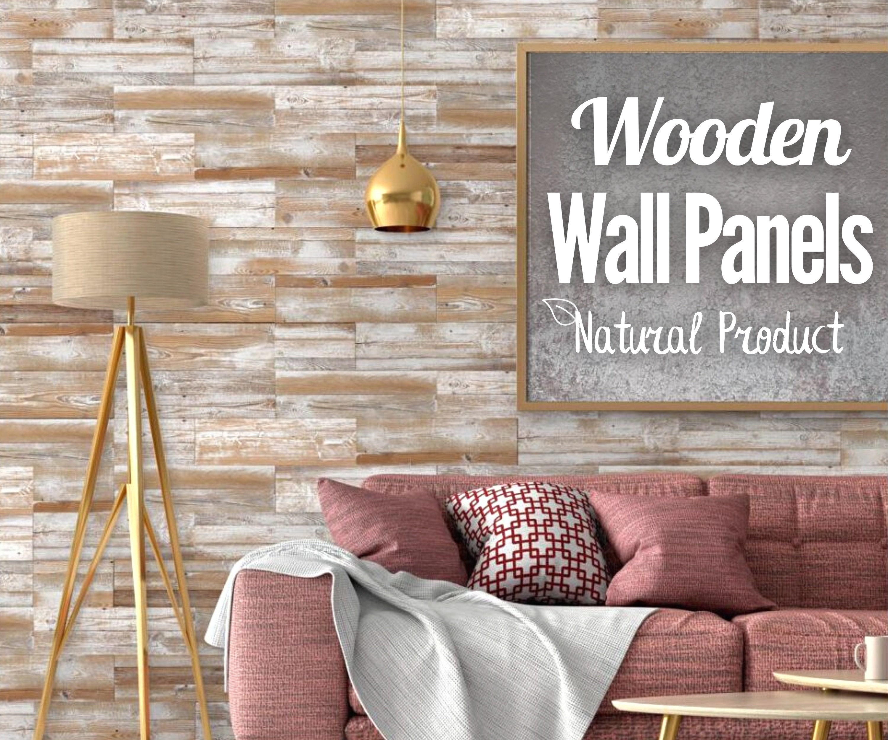 Tableros de paneles decorativos de pared de madera, tablones de azulejos 3D  de pared de madera en tablones de revestimiento de pared rústicos grises y  beige, decoración de interiores Accent Wall DIY 
