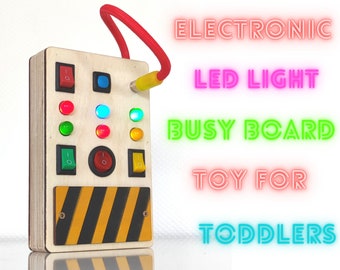 LED Light Electronic Busy Board Toddler Toy - Montessori Kids Imagination Booster Switch Box - Baby Sensory Educational Activity Board