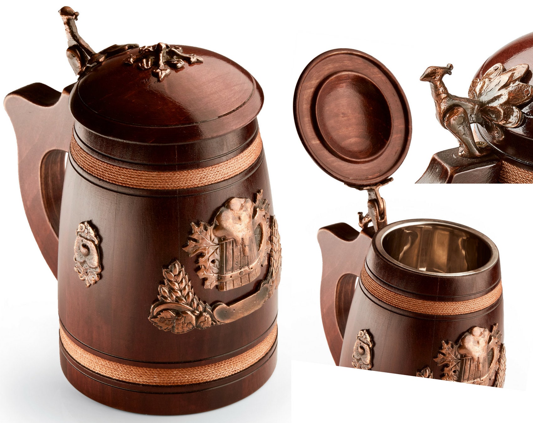 Impressive Handmade Wooden Beer Mug With Lid Oak Wood Pint