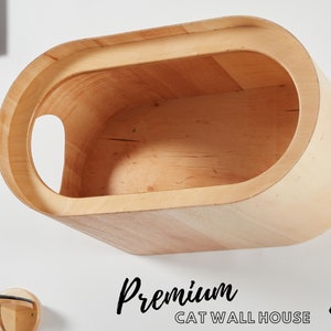 Wall Mounted Cat Perch - Unique And Modern Oval Shape Pet Cat Cave Bed - Handrafted Cat Shelf Nap Cocoon - Functional Pet Furniture