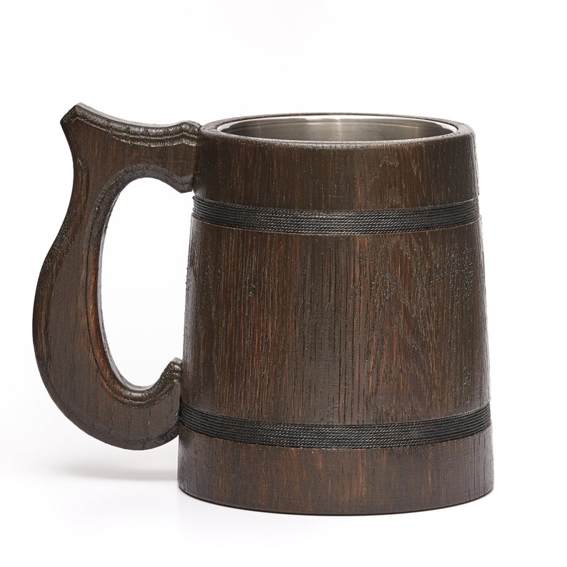 Handmade Wooden Beer Mug Oak Wood Pint Beer Stein Tankard Etsy