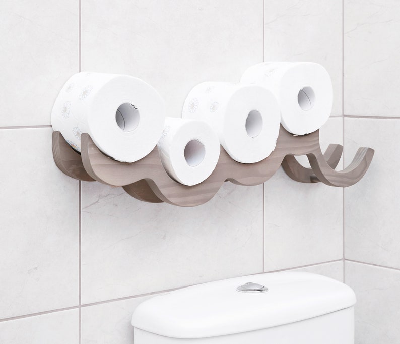 Toilet Loo Roll Paper Holder Wooden Bathroom Wall Mounted White New