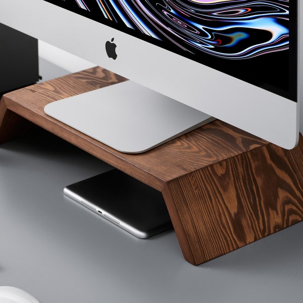 Support de moniteur en bois pour tous les types d'ordinateurs, étagère de moniteur pour ordinateur iMac, support idéal pour moniteur, pour la maison, le bureau