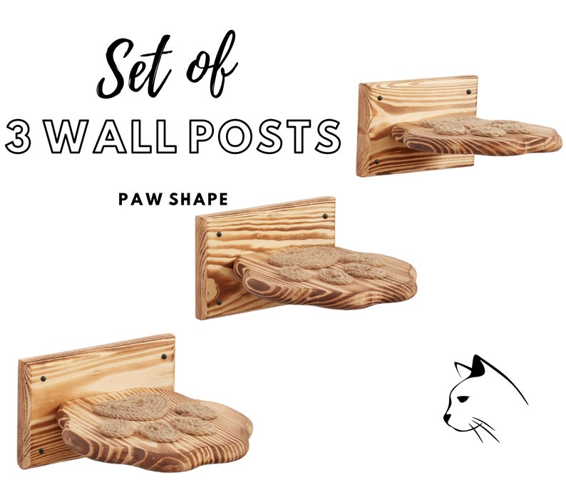 Set of 3 Wall Mounted Cat Steps in Paw Shape Durable Wood - Etsy UK