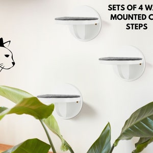 Wall Mountable Cat Steps White Floating Cat Shelves Durable Wood Cat Stepper Shelf Furniture - Floating Wooden Cat Climbing Steps - Defected