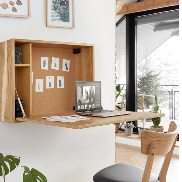 Fold Out Desk Home Office Workspace | Floating Wall Desk | Space Saving And Functional Design - Sold With The minor Defect