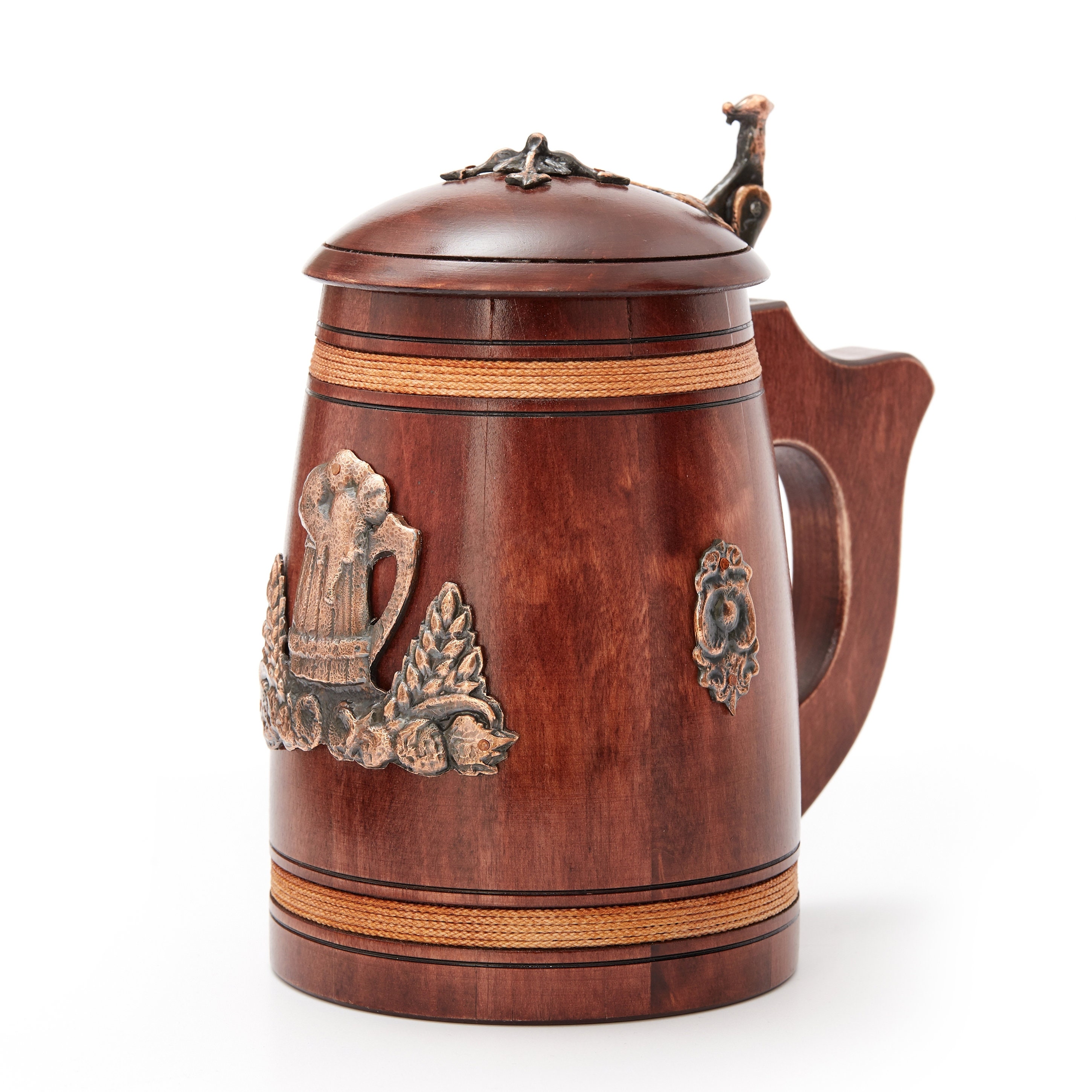 Oak Wood Beer Tankard With Lid Wooden Pint Beer Stein Must Etsy