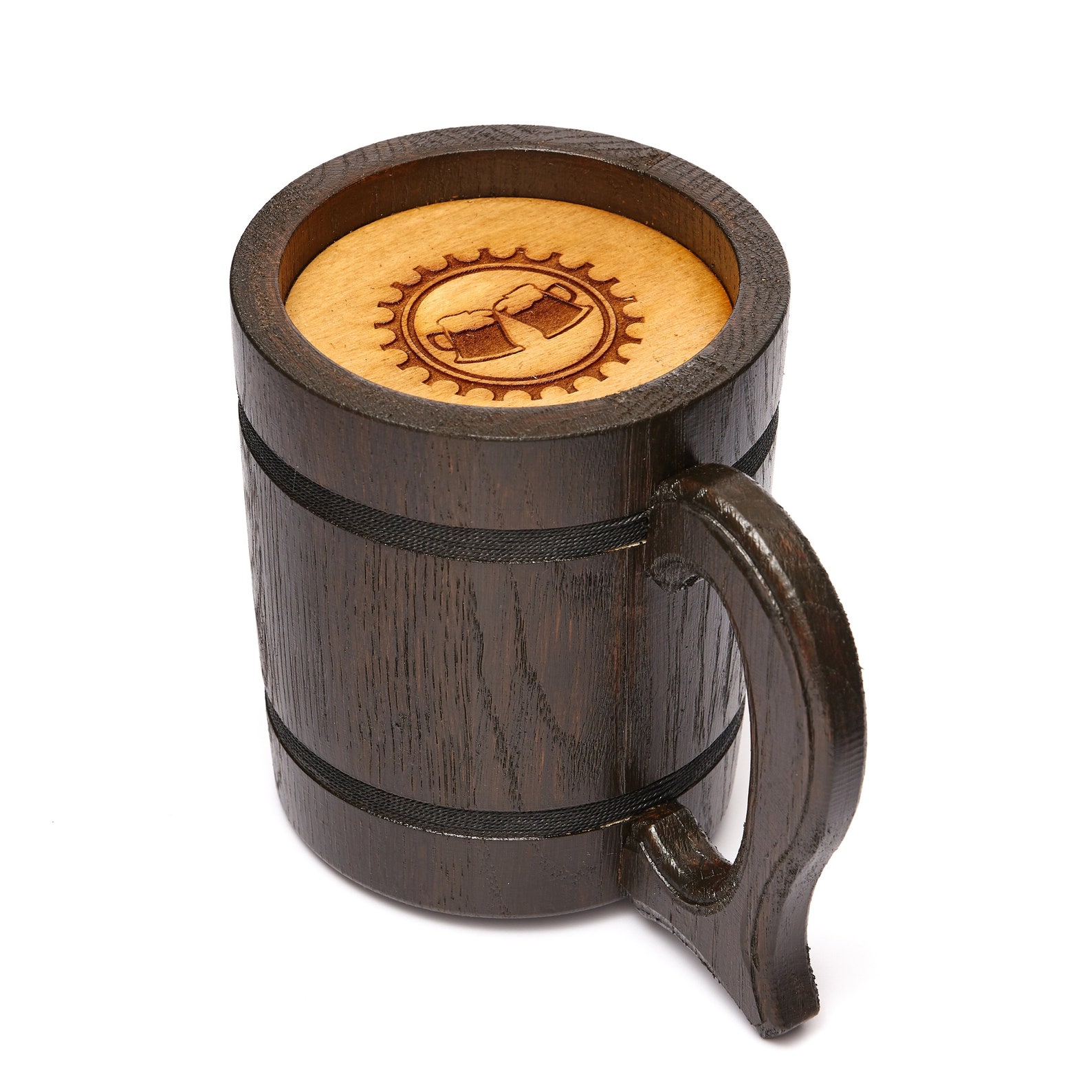 Handmade Wooden Beer Mug Oak Wood Pint Beer Stein Tankard Etsy