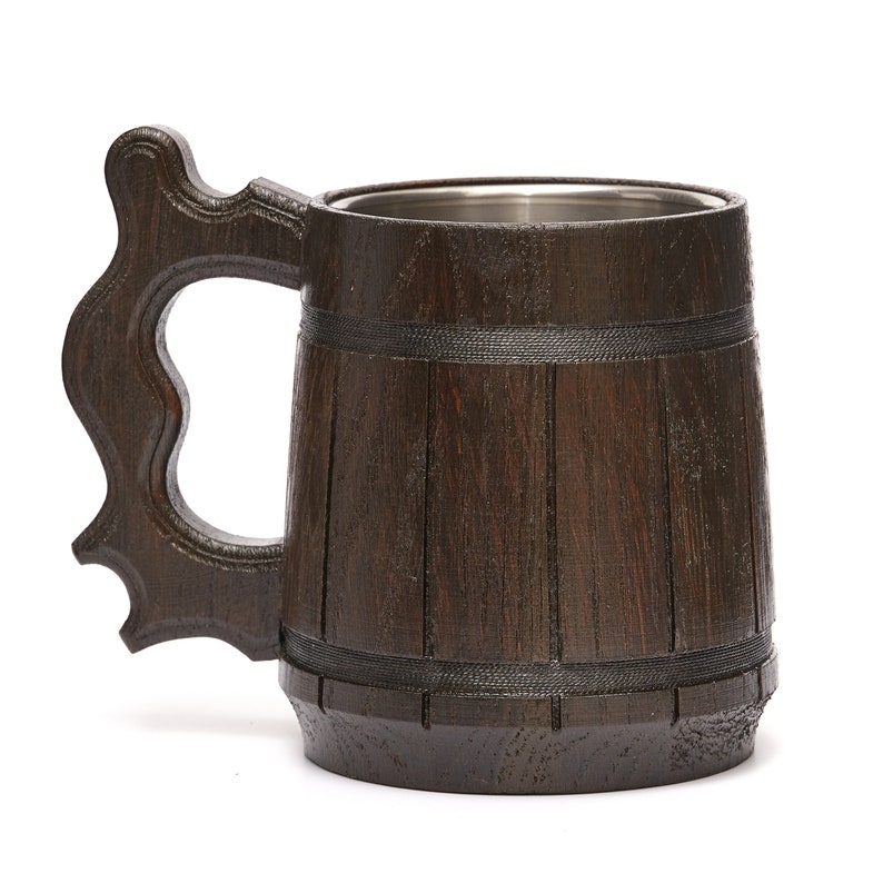 Premium Handmade Wooden Beer Stein Oak Wood Pint Beer Etsy