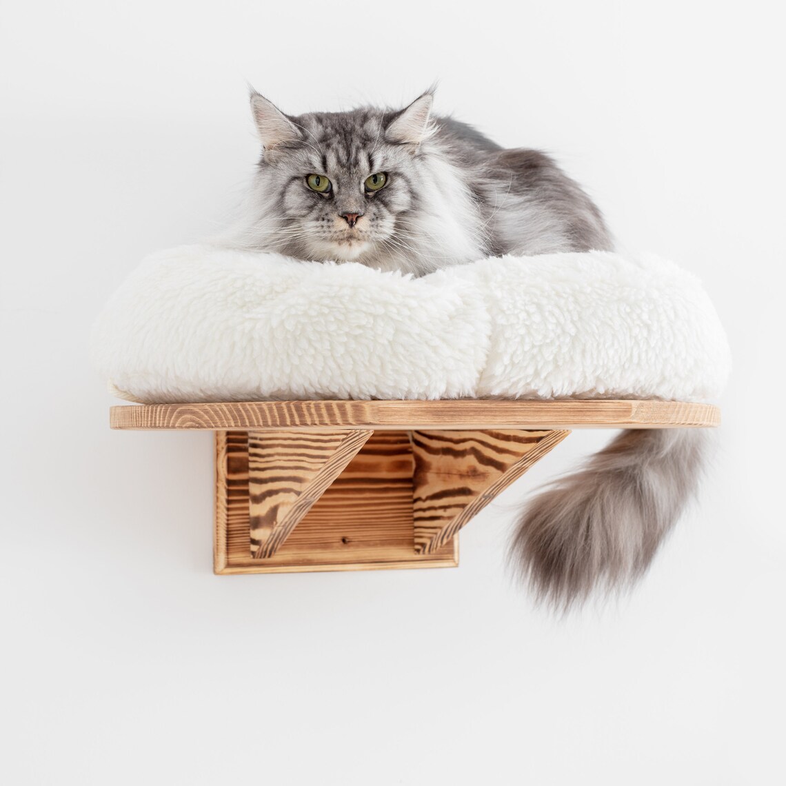 Large Wall Mounted Cat Perch Bed Platform With 3 Steps Solid Etsy